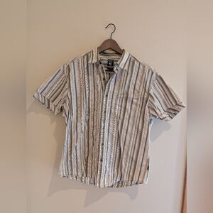 Kuhl Short Sleeve Shirt Suncel UPF Sun Protect White Blue Gray Men's Size L